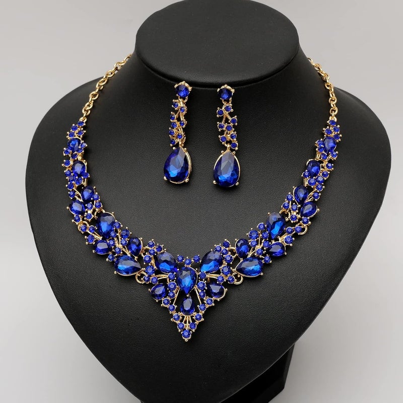 CSY 4 Pcs/Set Austrian Crystal Necklace Earrings Bracelet Ring Bridal Jewelry Sets for Brides Wedding Party Costume Accessories Gifts for Women - Image 4